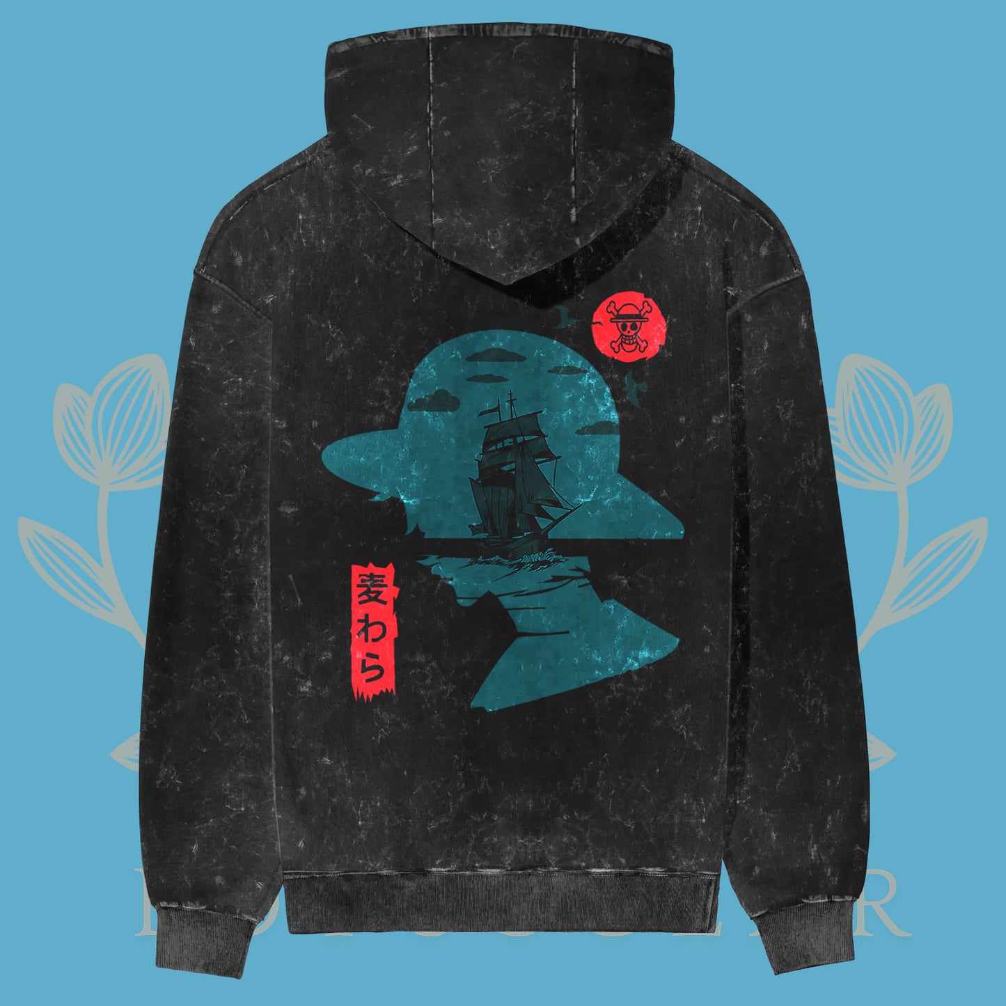 Acid Wash Hoodie - One Piece Luffy Edit