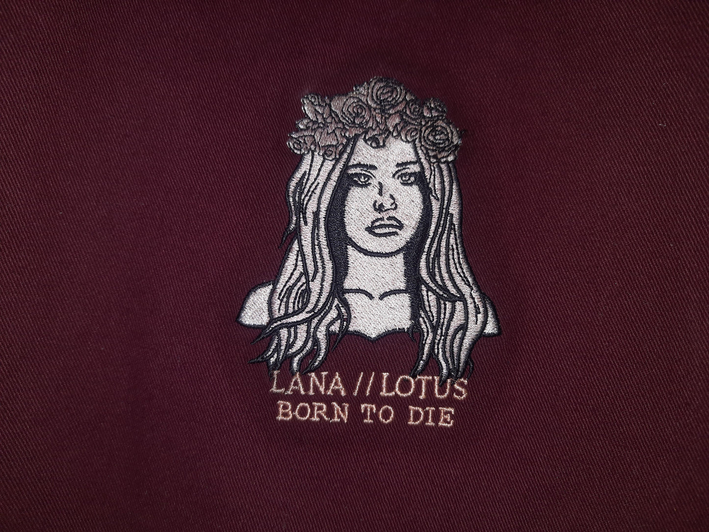 Embroidered Lana Del Rey Tote Bag in Maroon