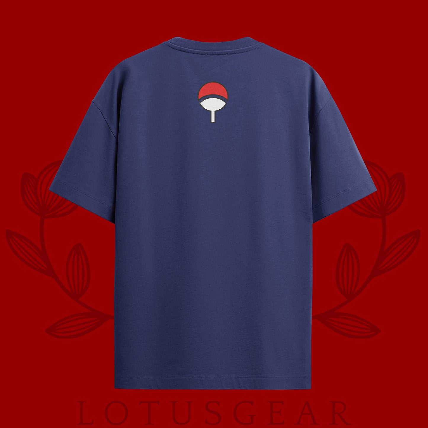 Embroidered Uchiha Symbol Tee in Navy