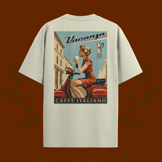 Vacanza Poster Tee in Beige