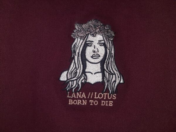 Embroidered Lana Del Rey Tote Bag in Maroon